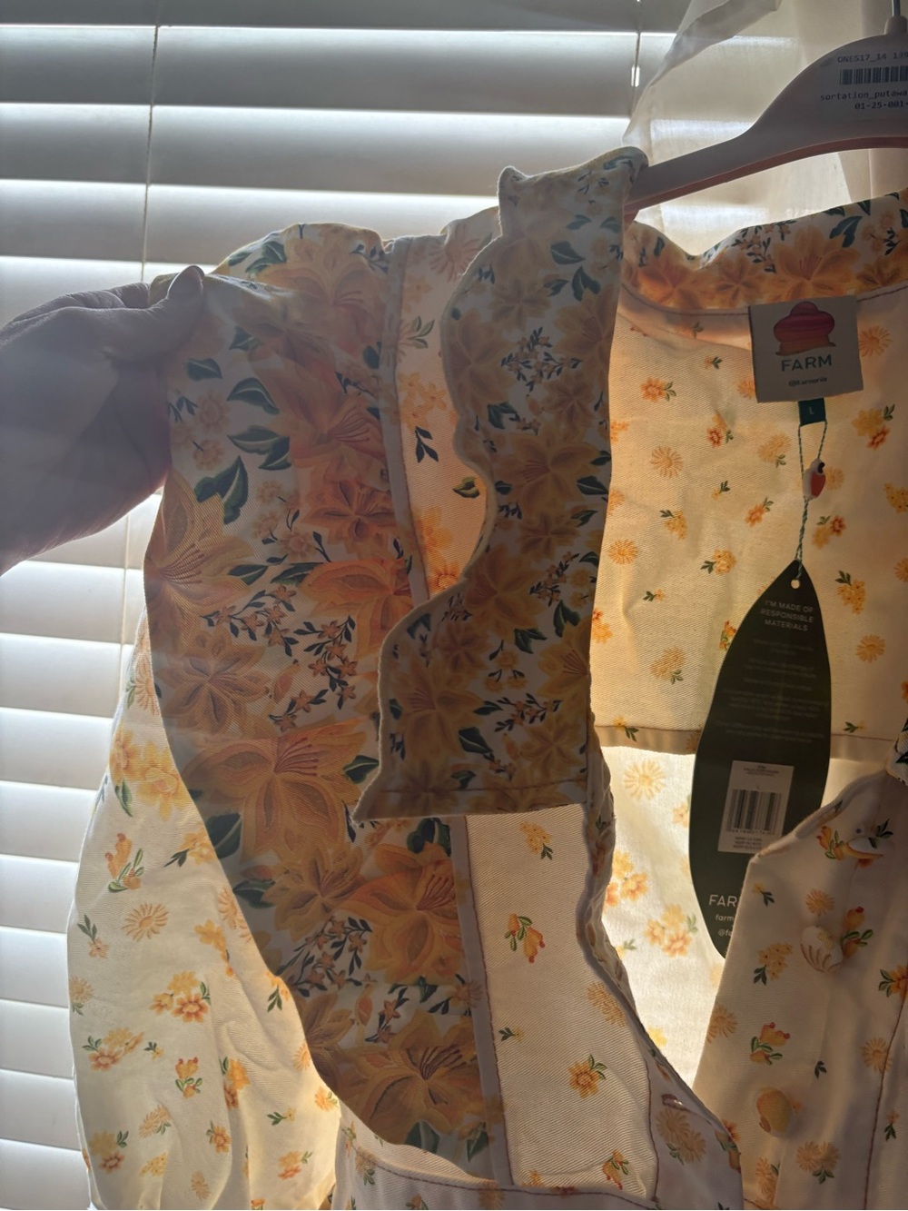 NWT Farm Rio Lightweight Yellow Floral Romper with Ruffle Collar - Picture 2 of 6
